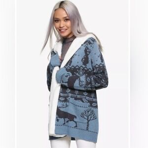 Her Universe Disney Frozen 2 Nordic Folk Pattern Sherpa Open Cardigan Size Small